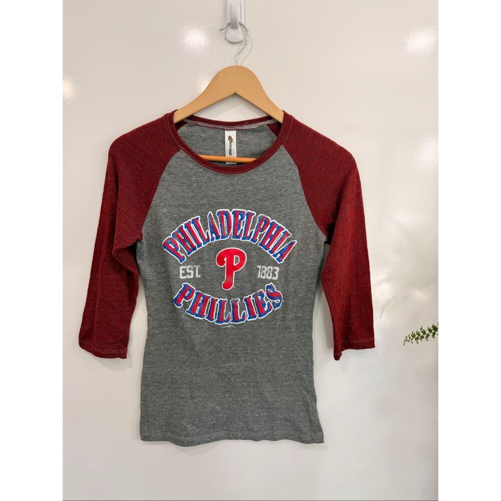 Philadelphia Phillies Raglan Baseball Tee Womens S